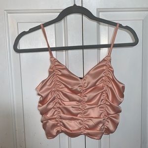 Pink ruffled crop top